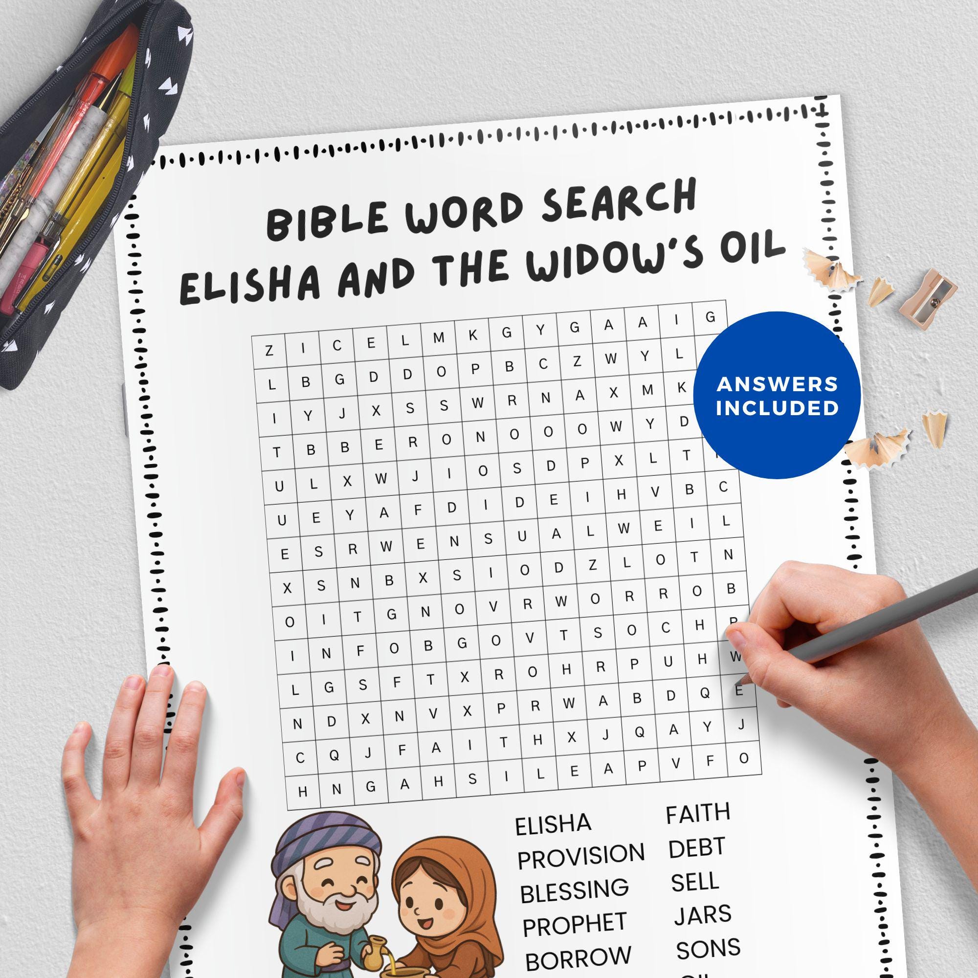 Elisha and the Widow's Oil Bible Word Search
