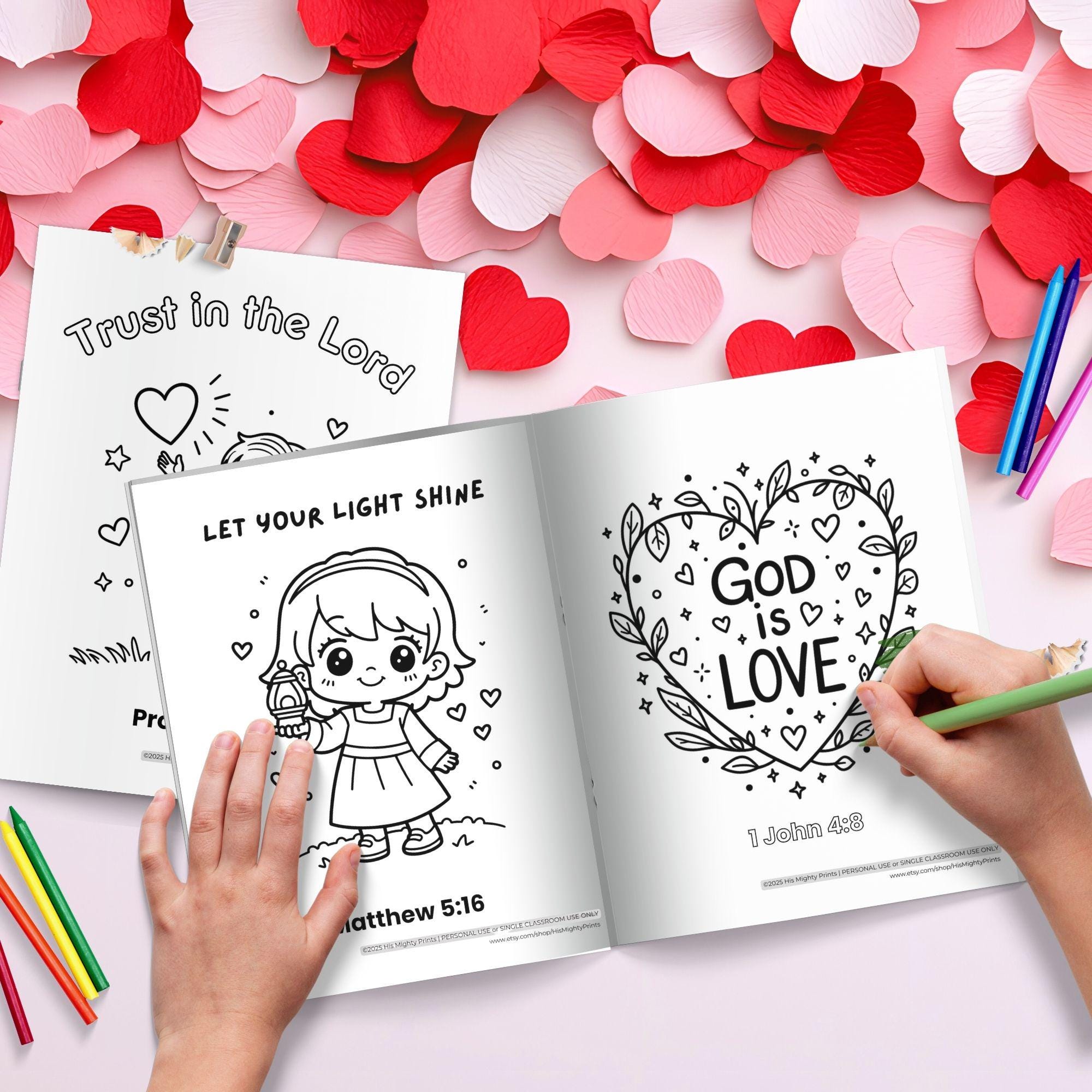 Christian Valentine Coloring Pages, Bible Verse Activity for Kids digital download Christian Valentine Coloring Pages, Bible Verse Activity for Kids - Image 3