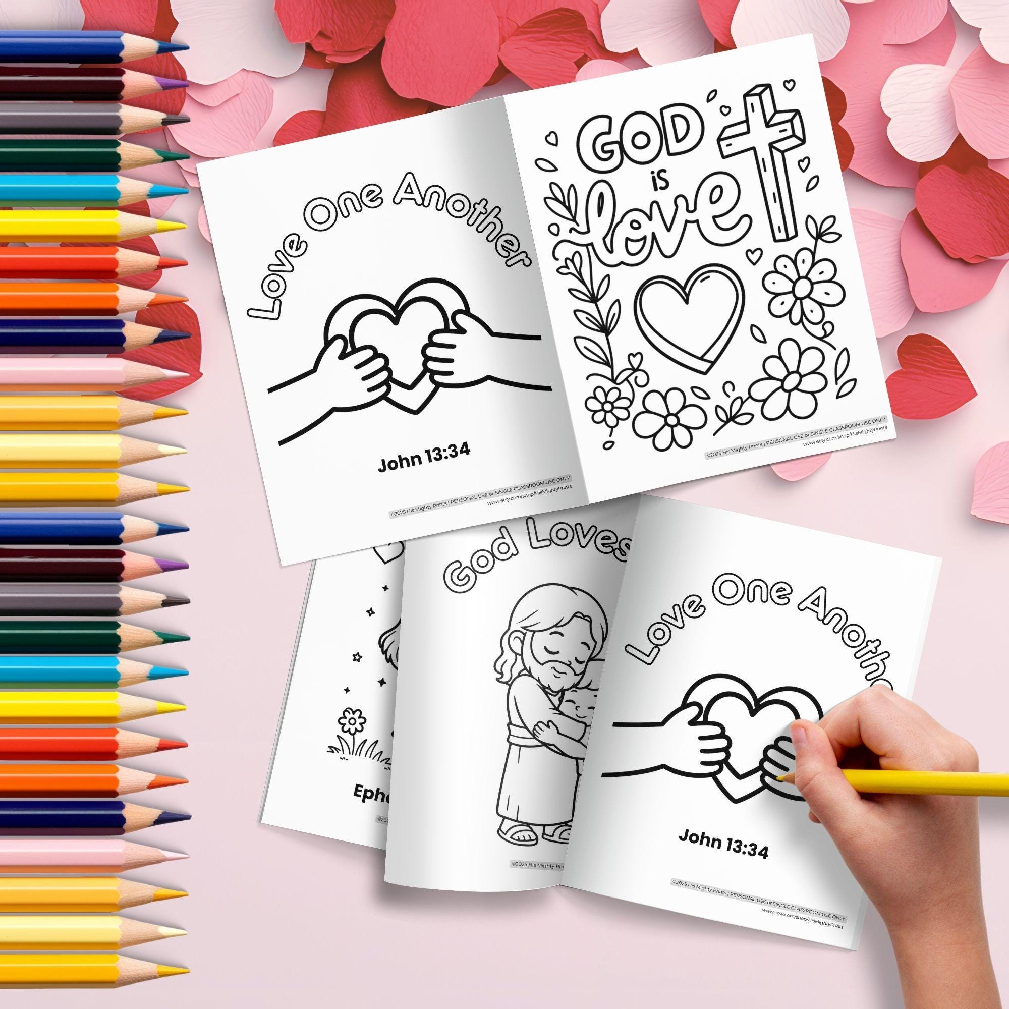 Christian Valentine Coloring Pages, Bible Verse Activity for Kids digital download Christian Valentine Coloring Pages, Bible Verse Activity for Kids - Image 2